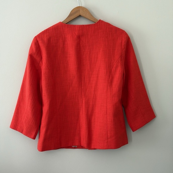 New Coldwater Creek Shell Embellished Jacket Orange Hopsack Snap Front Size 12 - Picture 8 of 15